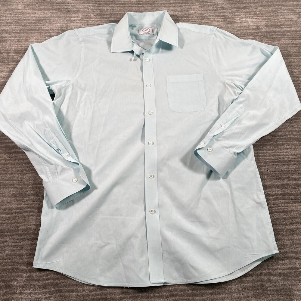 Bespoke Shirt Mens 16.5 36/37 Blue Solid Classic Fit Dress Button Front